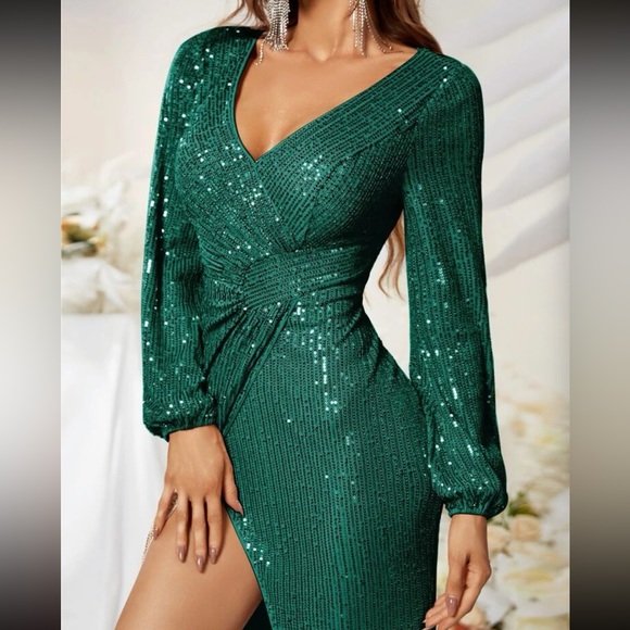 Luxe party wrap sequins dress - Picture 5 of 7